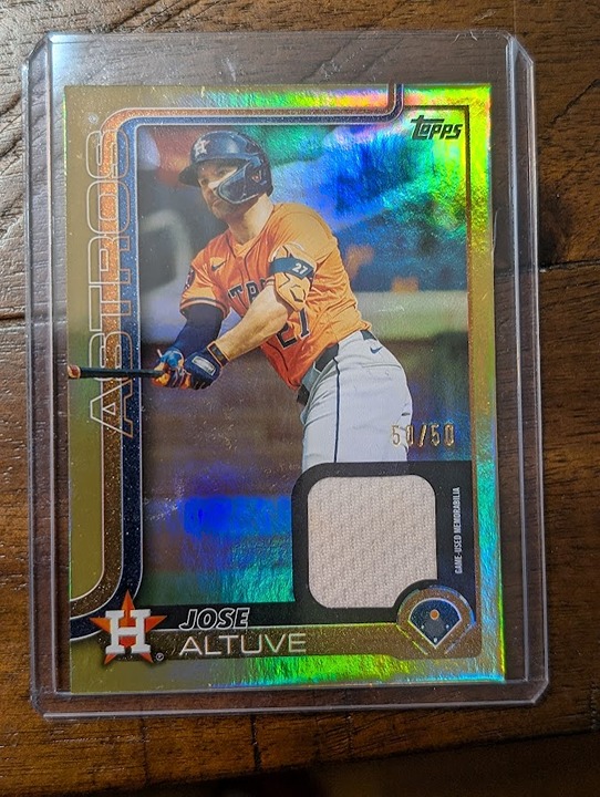 Jose Altuve 2025 Topps Game Worn Relic Gold Foil 50/50