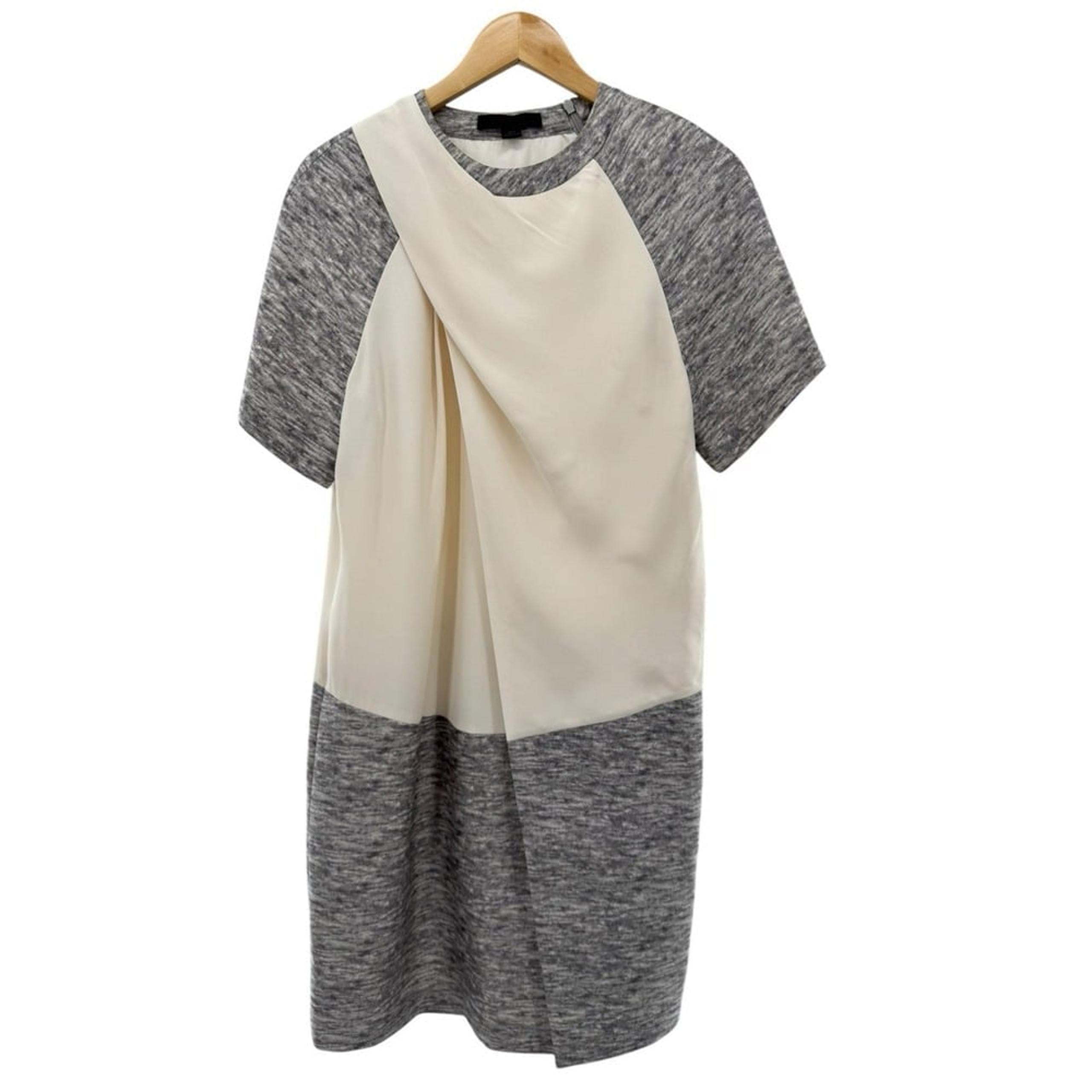 Alexander Wang Womens Silk Short Sleeves Knee Length Dress White Grey Size 10