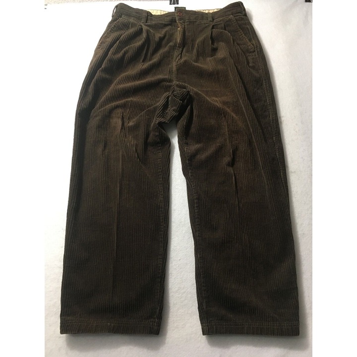 Vintage 80s Loose Fit Wide wale Leg Brown Corduroy Pants Size 36 x 30 see pics