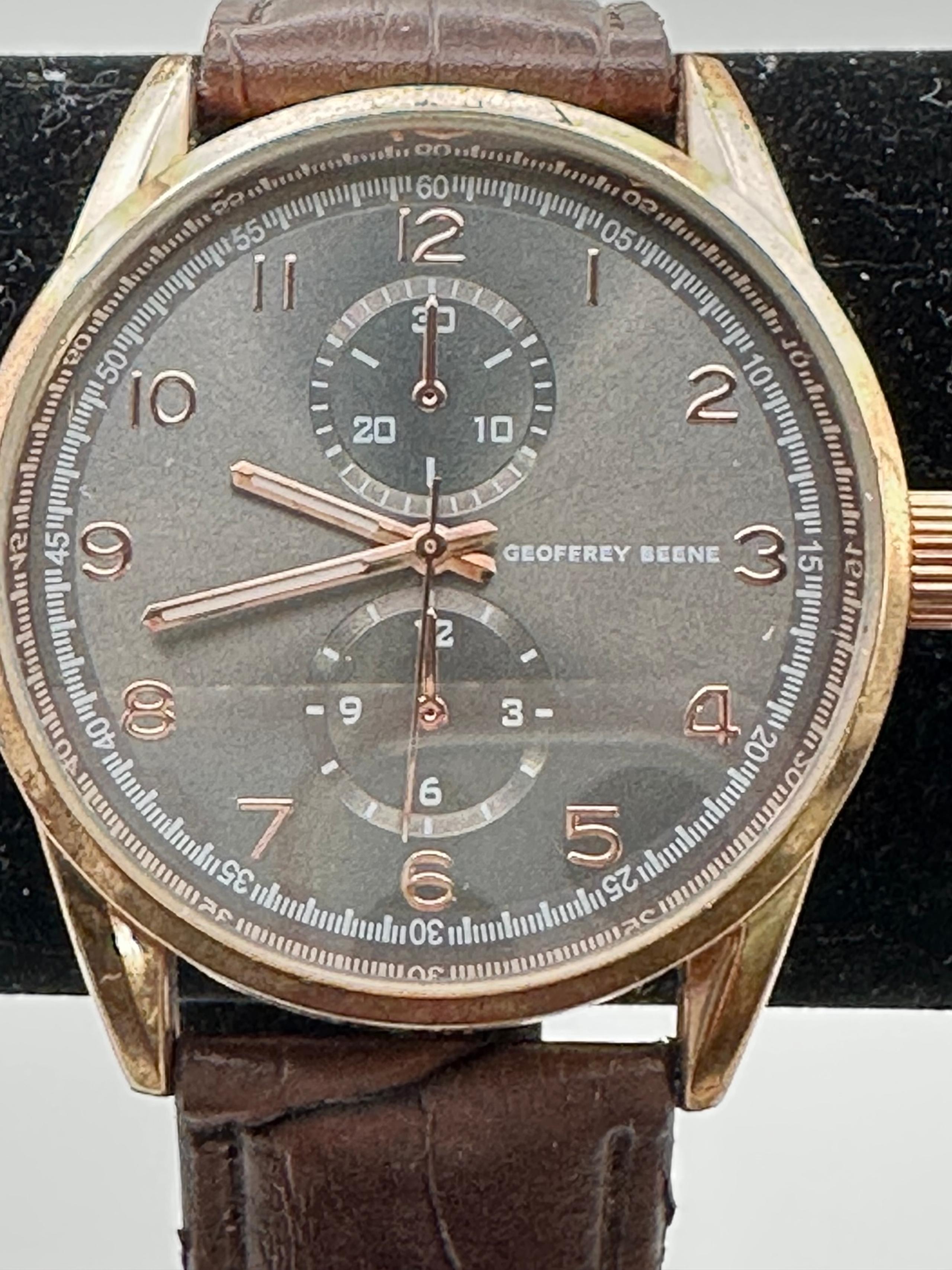 Geoffrey Beene SR626SW Men’s Watch GB8065RGBNGY Gray Face Rose Gold Dial Bezel