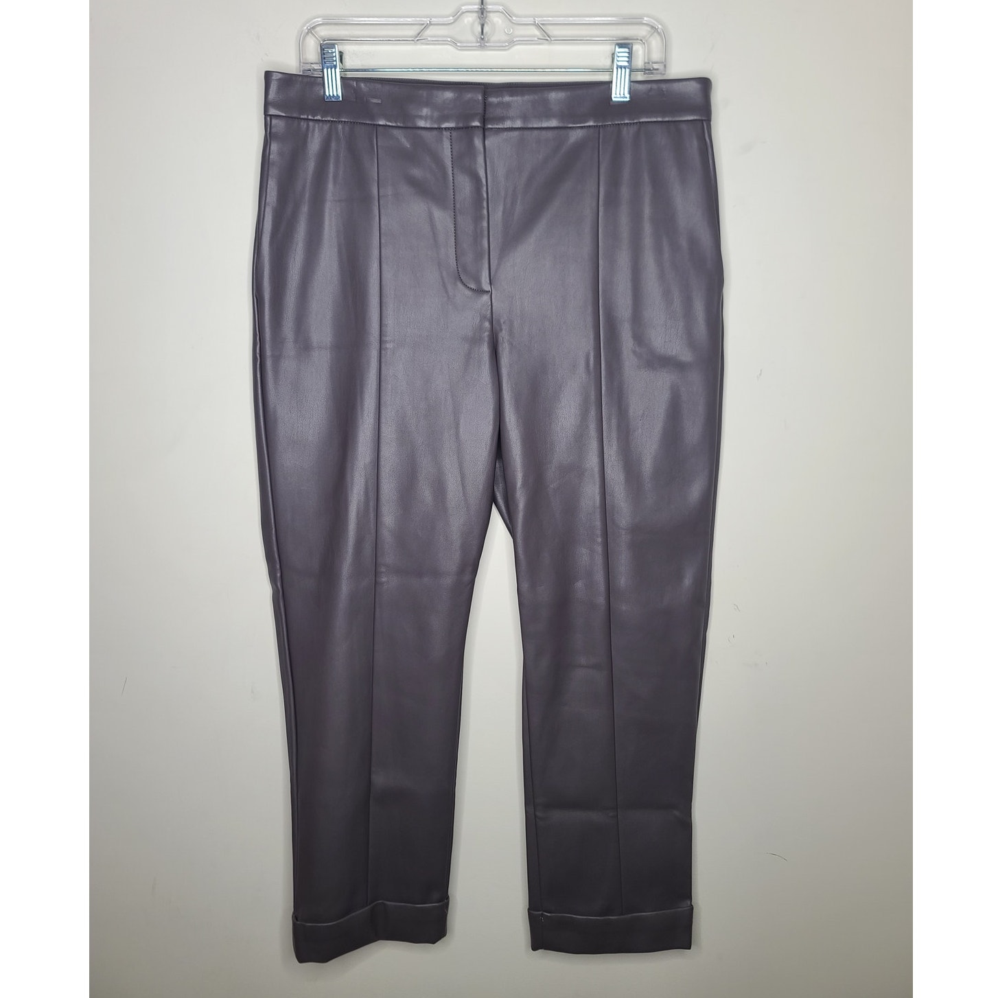 NWT Ann Taylor grey faux leather crop cuffed pants - 12P 12 petite