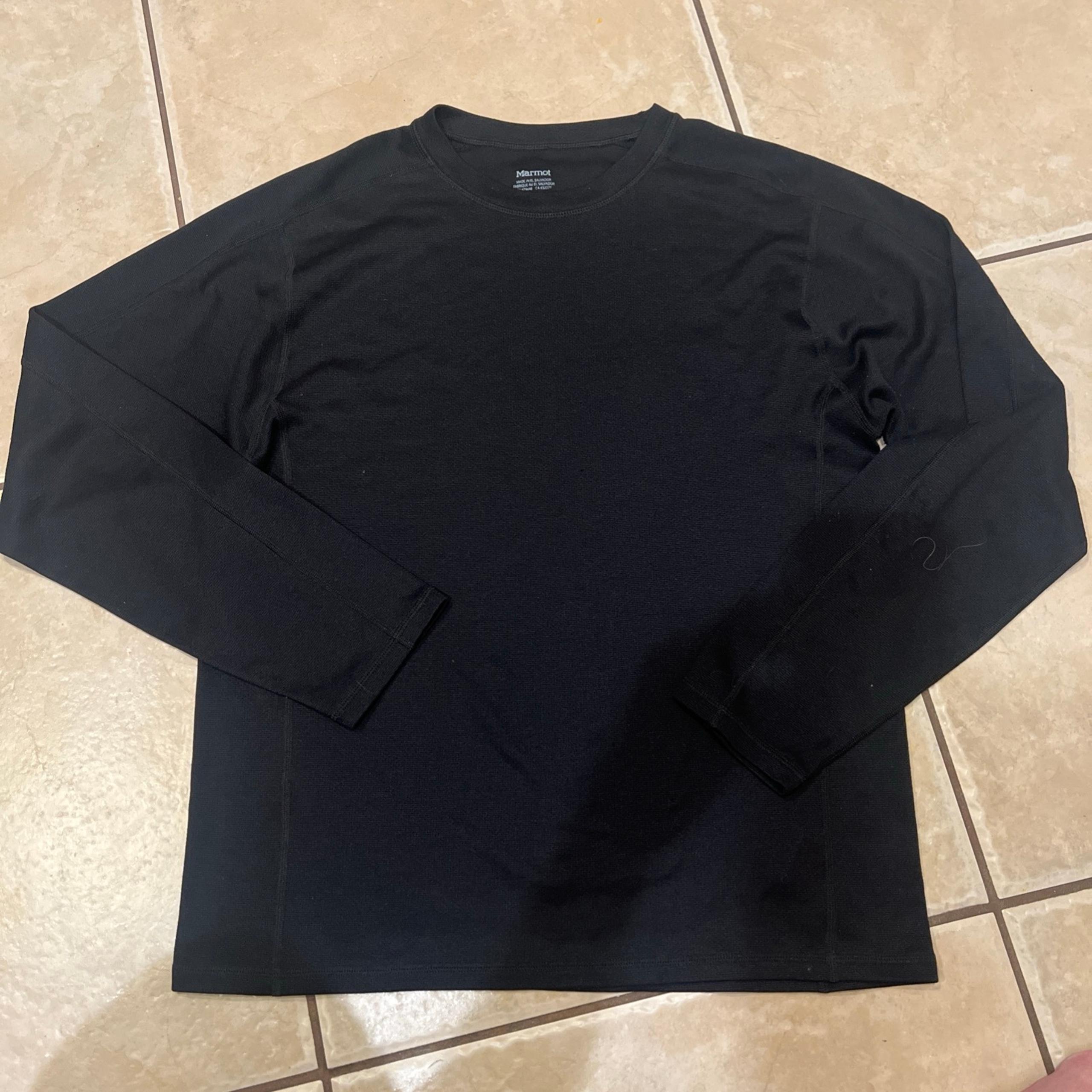 Marmot Shirt Mens Large Black Base Layer Top Mild Compression Solid Long Sleeve
