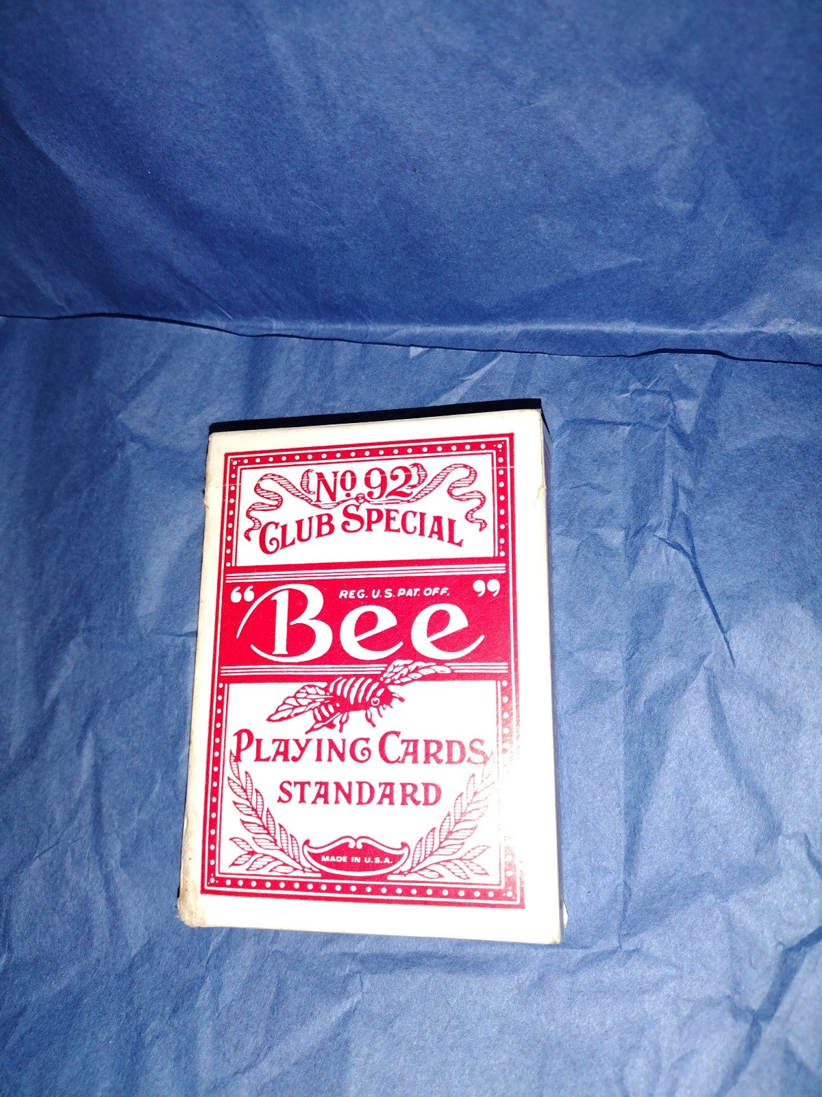 Playing Cards Vtg Bee Brand Red Playing Cards BLUE TAX STAMP 92 Club Special