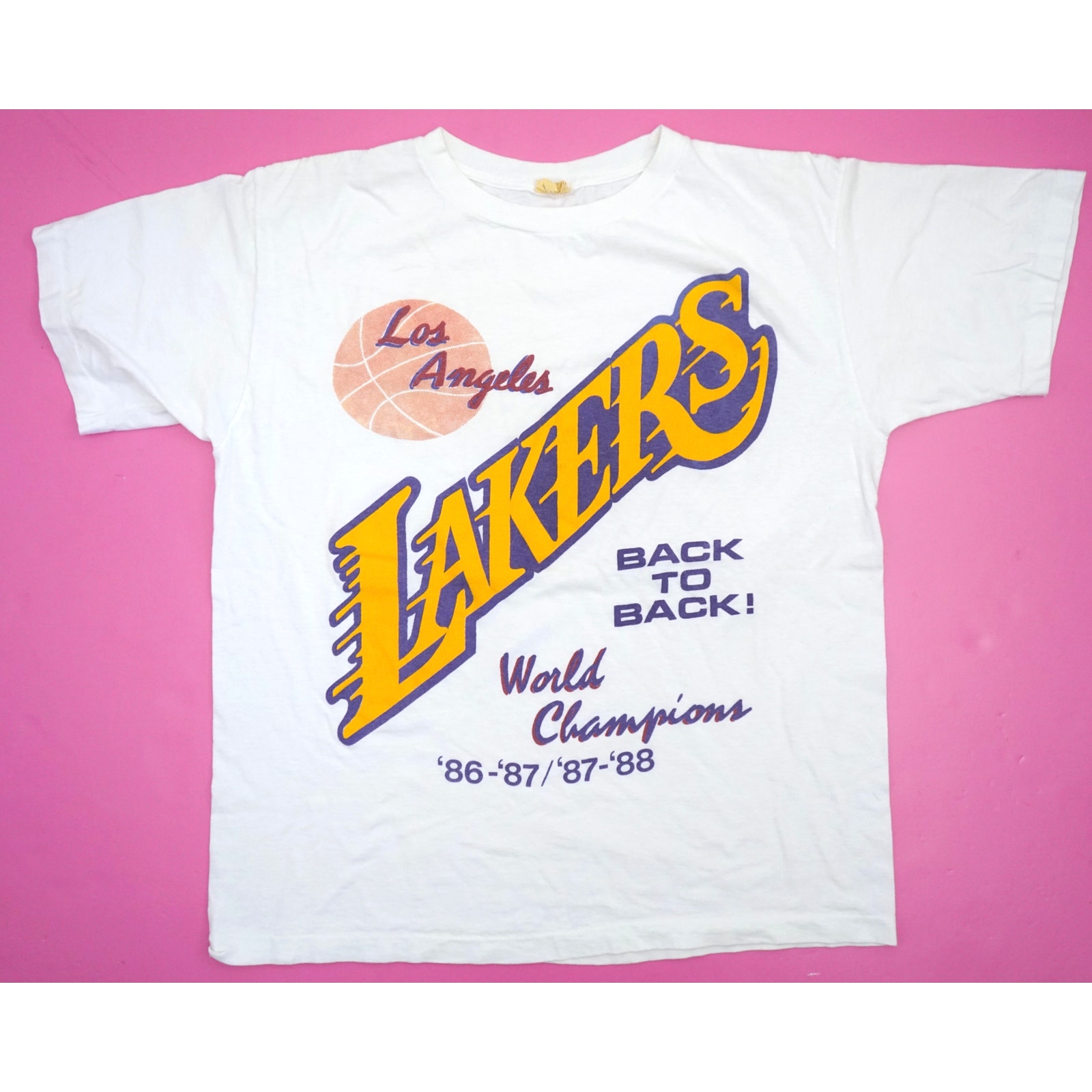 Vintage 80s Bootleg Los Angeles Lakers Back to Back Tee Mens Medium