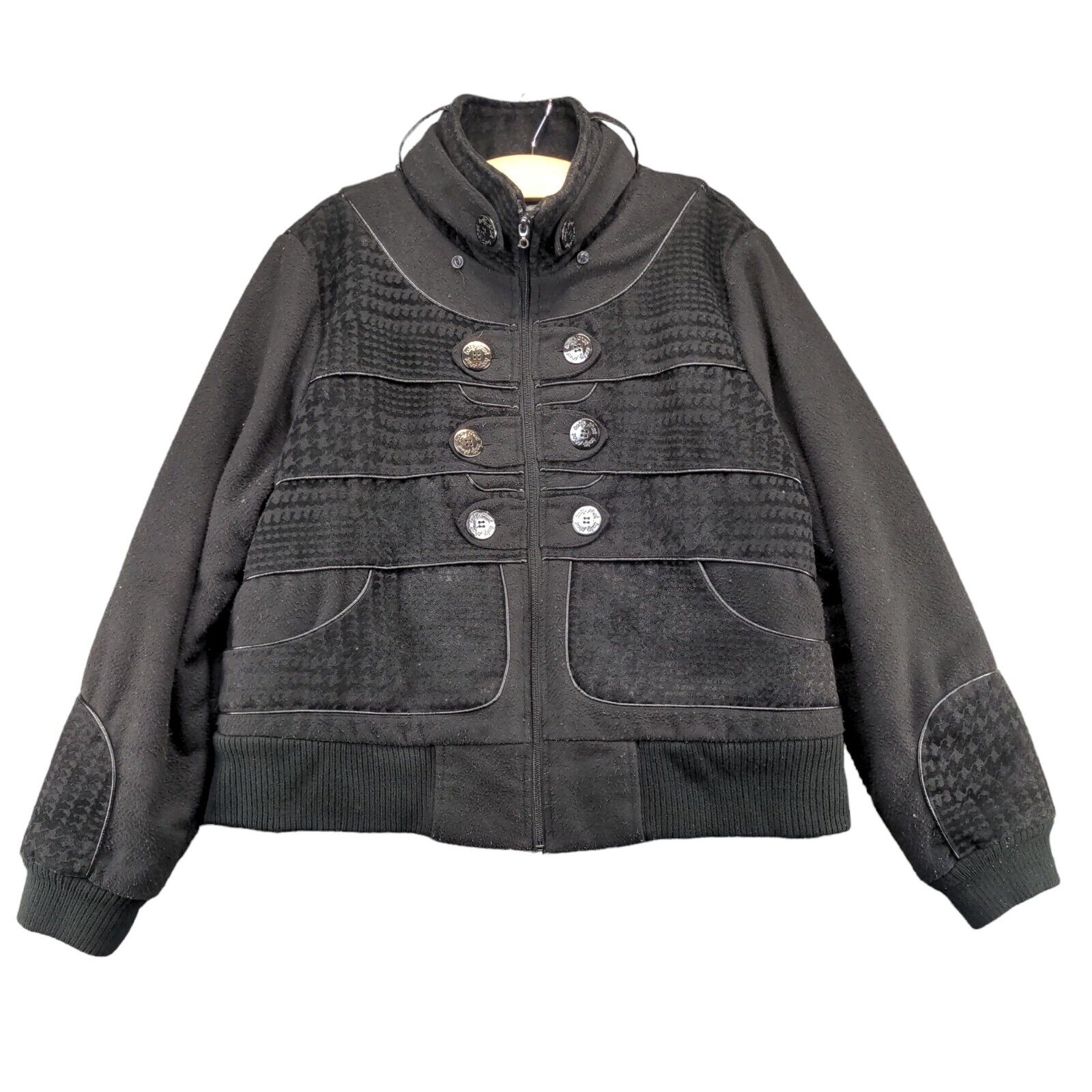 Baby Phat Women's Bomber Jacket Plus Size 2X Long Sleeve Black Wool Blend