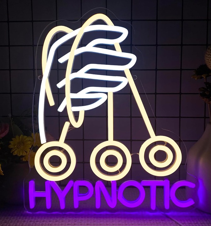 Vivid Bright Purple Hypnotic Hand LED Night Light Room Wall Decoration