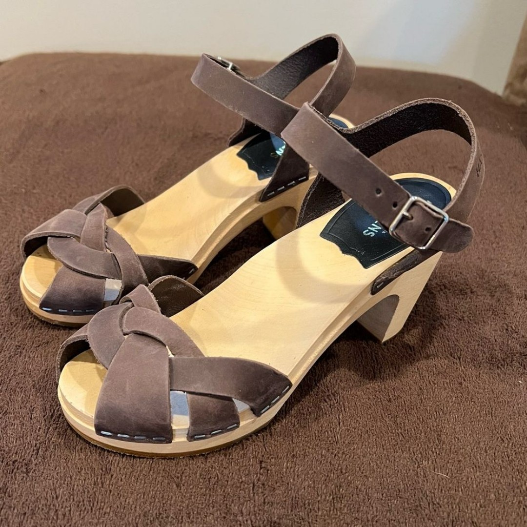 SWEDISH HASBEENS Heeled Clog Braided Sandals Size 36 US 6
