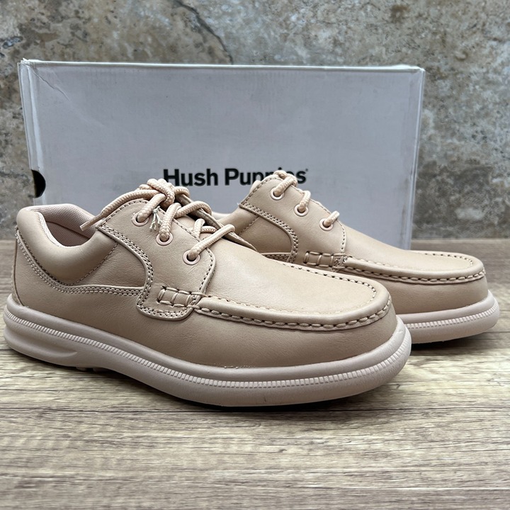 Hush Puppies Shoes Mens 7.5Beige Lace Up Casual Leather Comfortable Zero G NIB