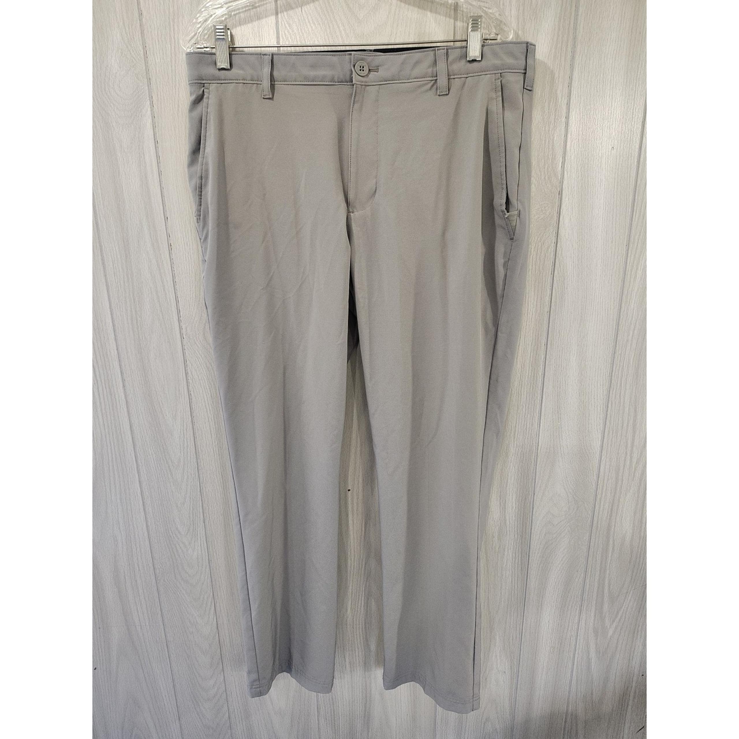 IZOD Golf Pants Men's 34 x 30 Gray Flat Front Comfort Waistband Good Stretch