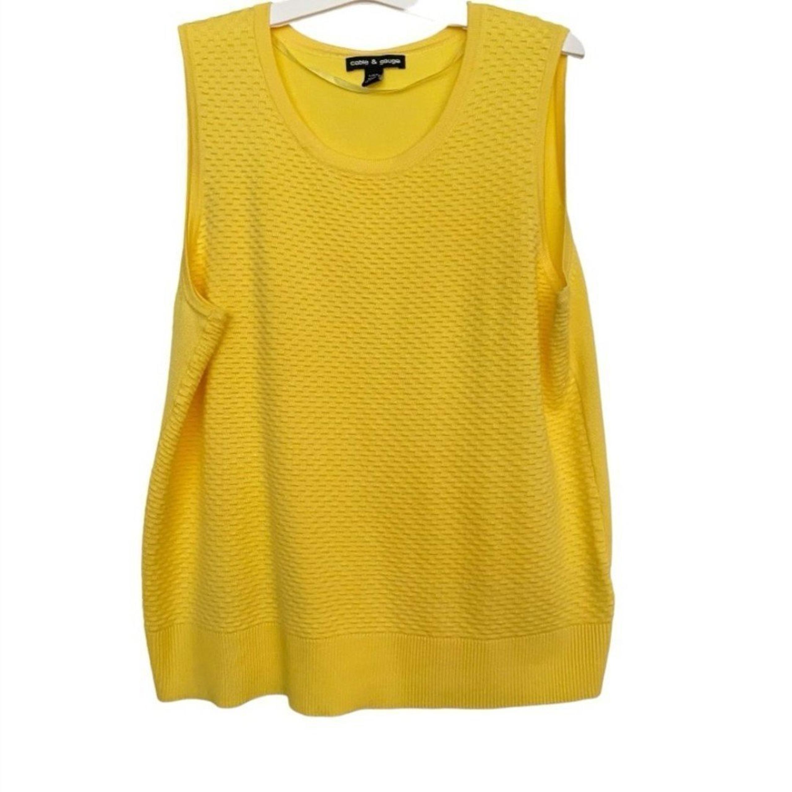 Cable & Gauge Yellow Knit Women’s Sleeveless Top Size Large Vest Coastal bright