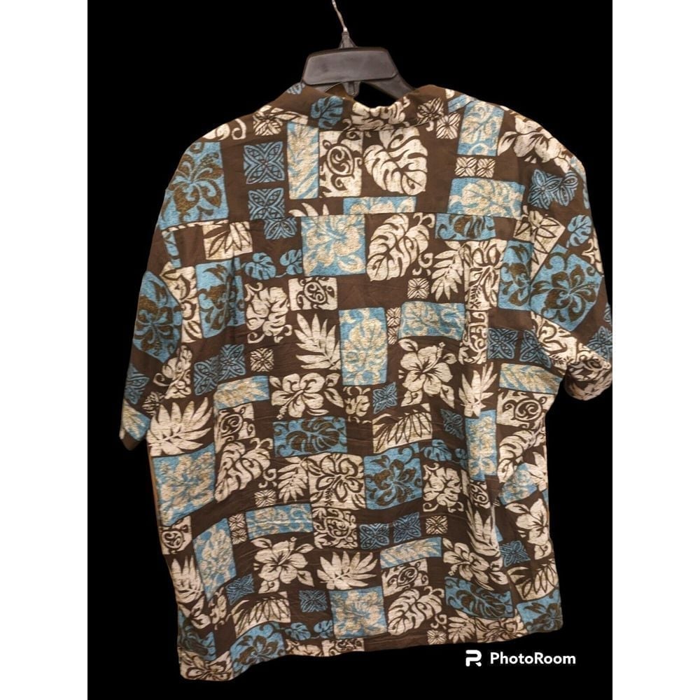 RJC Hawaiian floral Blue Palm Tree Shirt Button Down 2XL