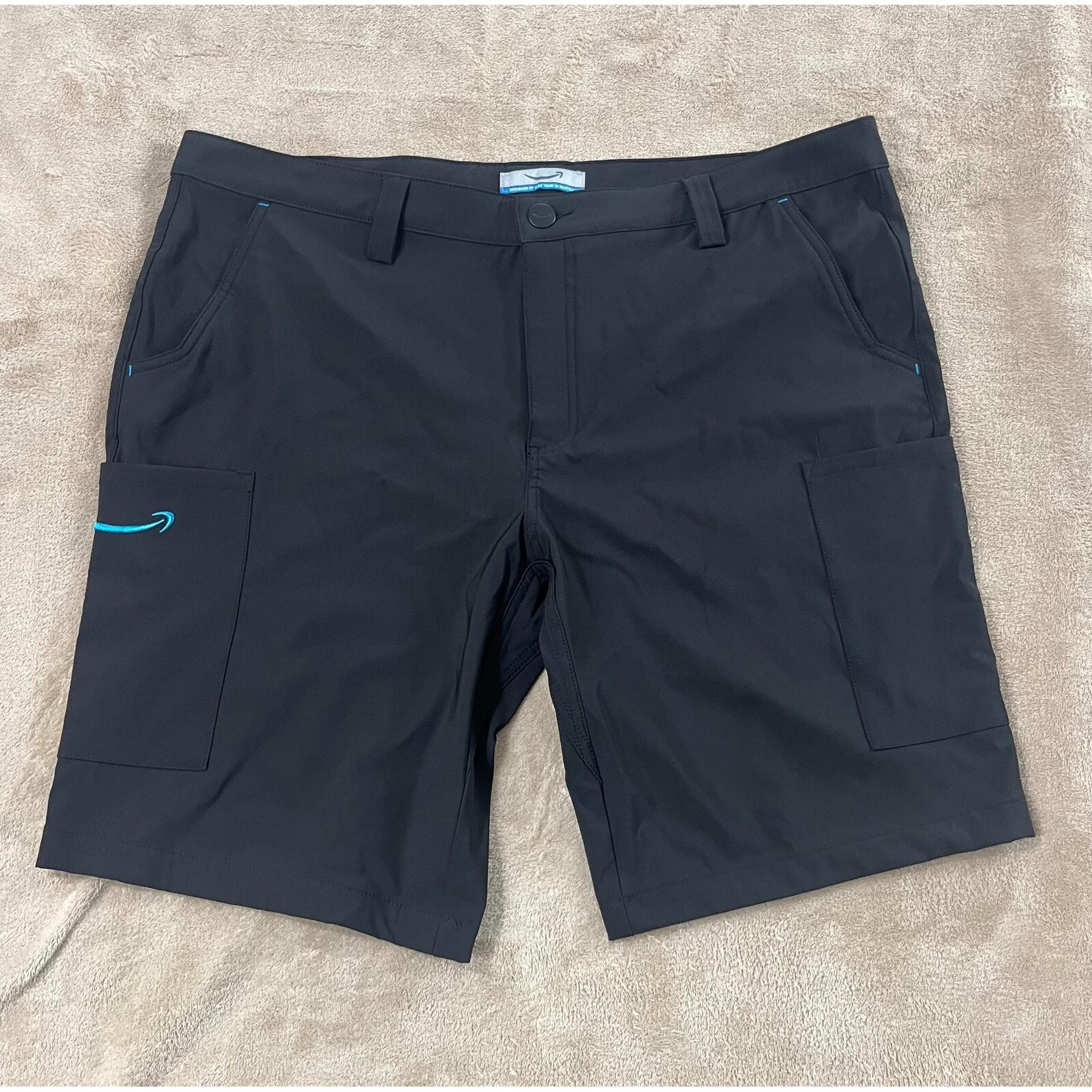 Amazon short men's size XL 36-38 By Luly Yang cargo Black stretch workwear EUC