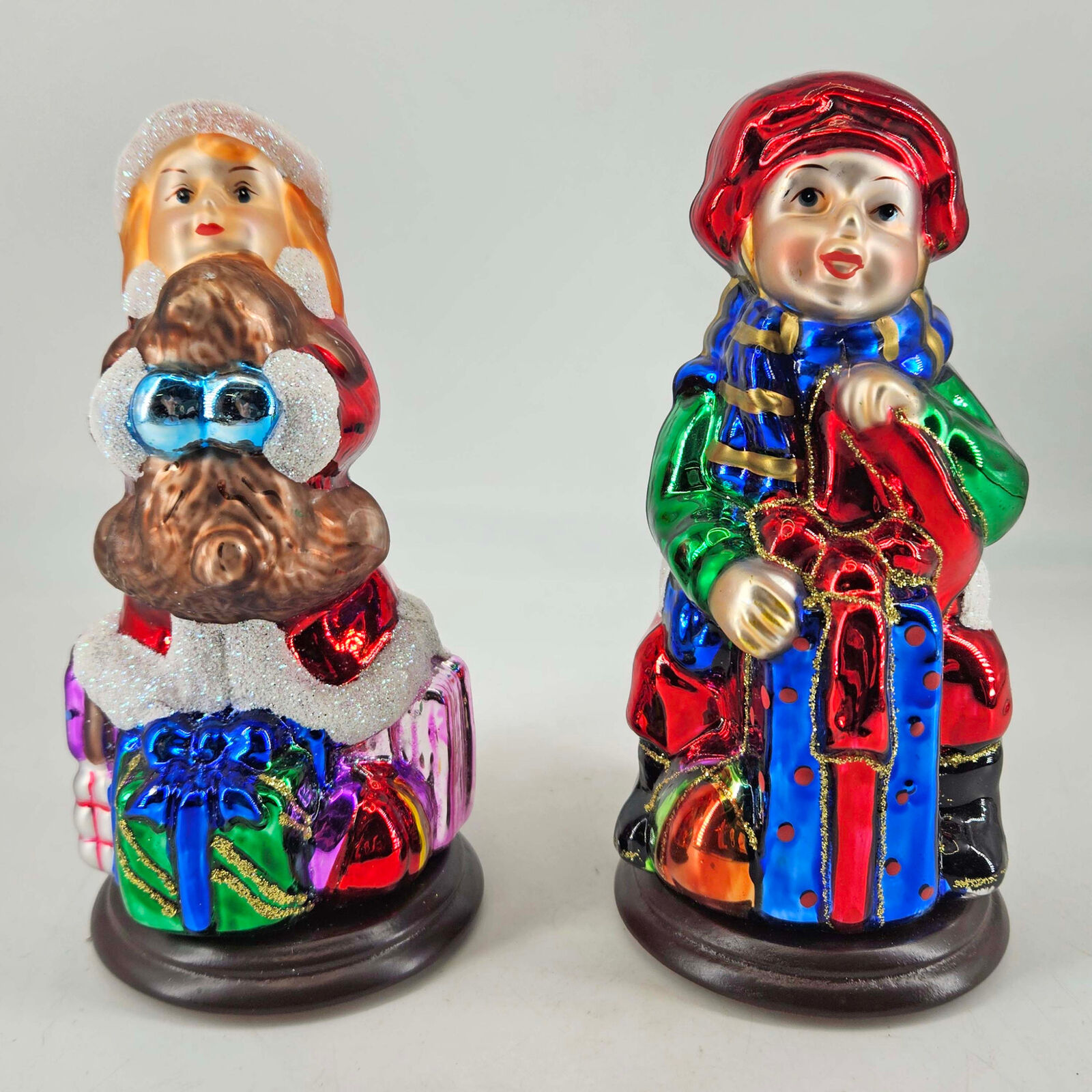 Thomas Pacconi 30 Year Anniversary Drummer Boy And Girl W Teddy Bear Set Glass