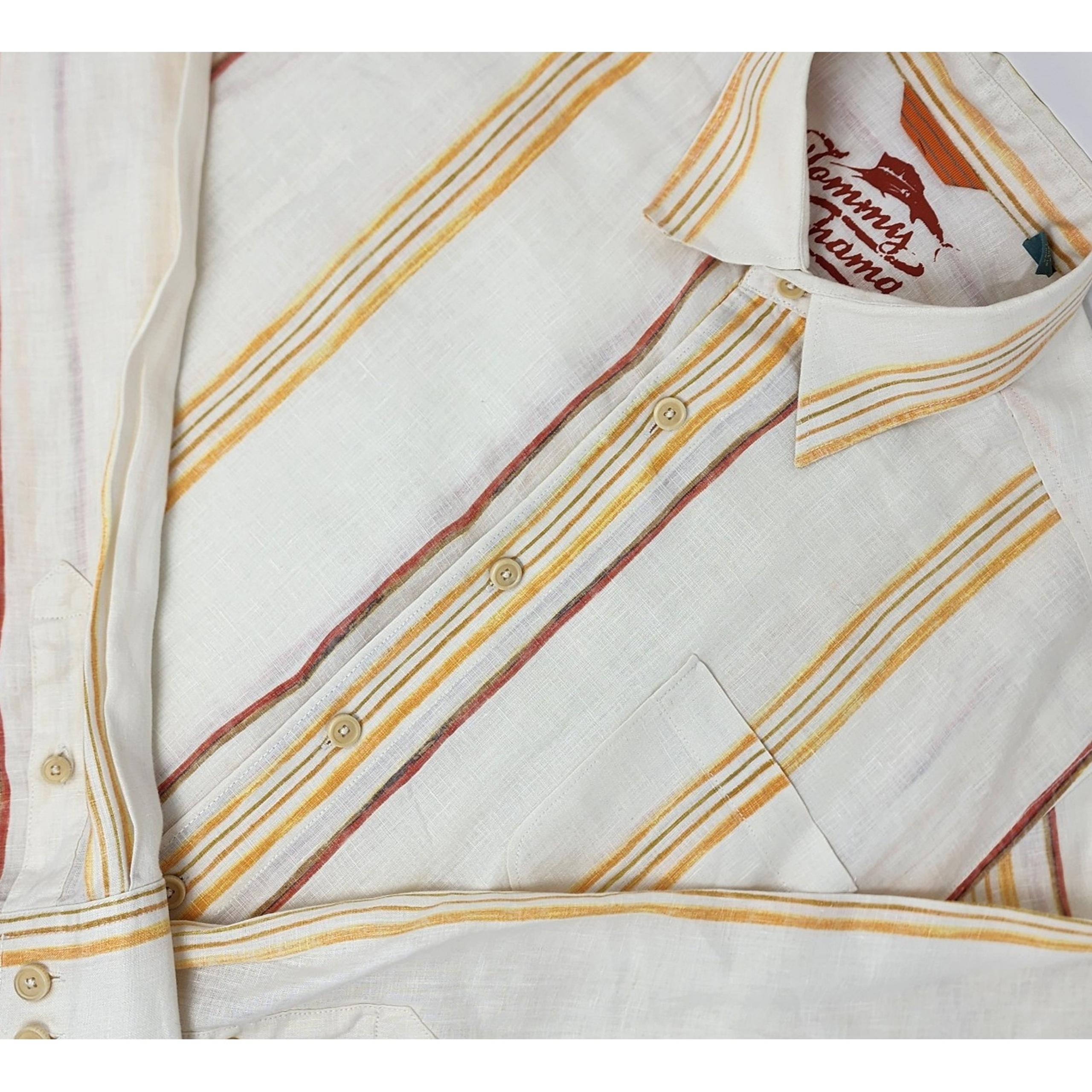 Tommy Bahama 100% Linen Relax Striped L/S Button Up Shirt Men's Size Large