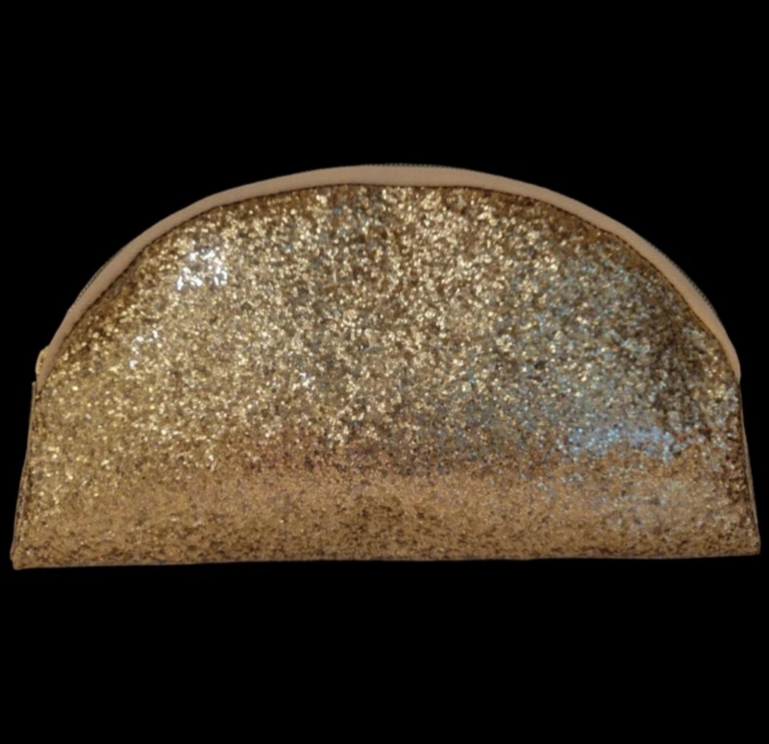 TARTE Cosmetic Bag Gold Sparkle Glitter New Gold Hardware Zip Closure

Brand New