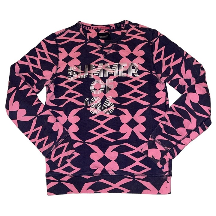 Scotch and Soda pink purple summer of ‘86 geometric pullover women’s size small