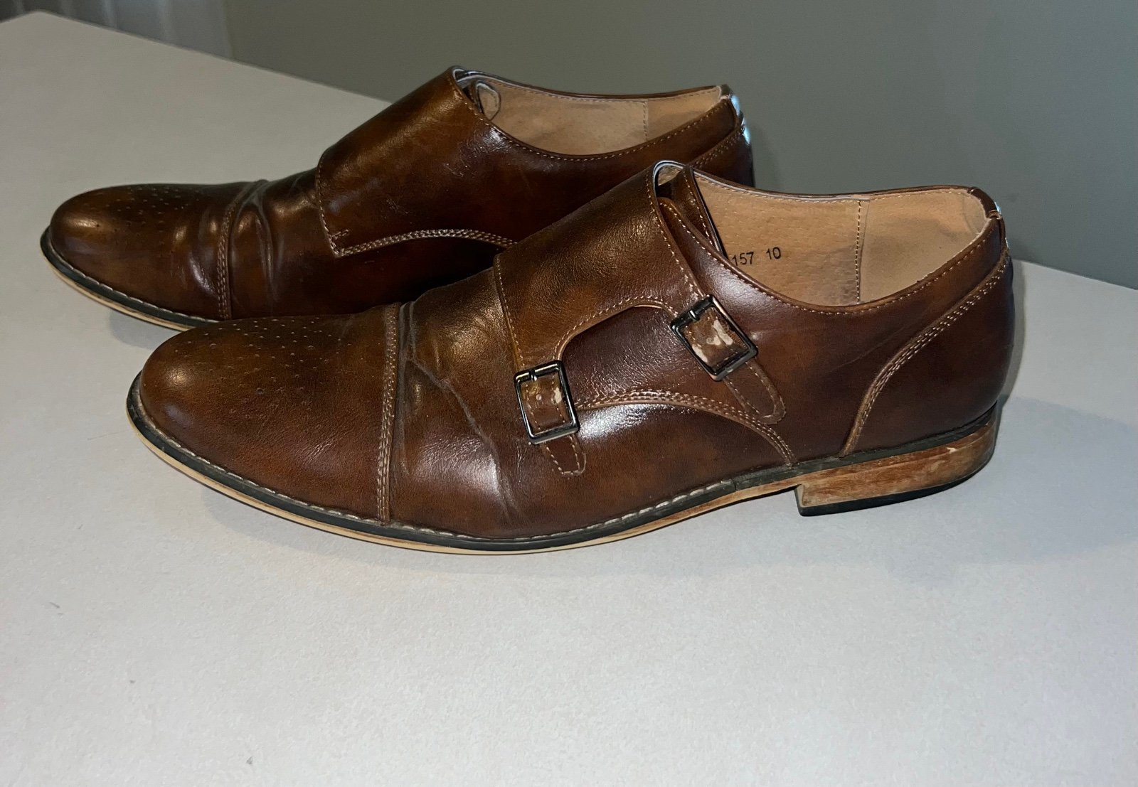 Gino Vitale Men’s Leather Dress Shoes 10 Brown