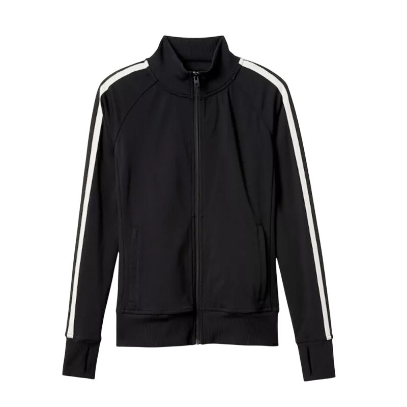 ATHLETA Circa Track Jacket Black with White Striped Sleeve Wmn Size Small
