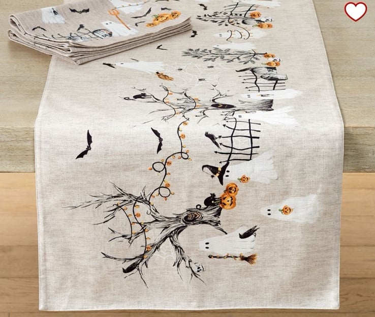 NWT Pottery Barn Scary Squad Organic Cotton Table Runner