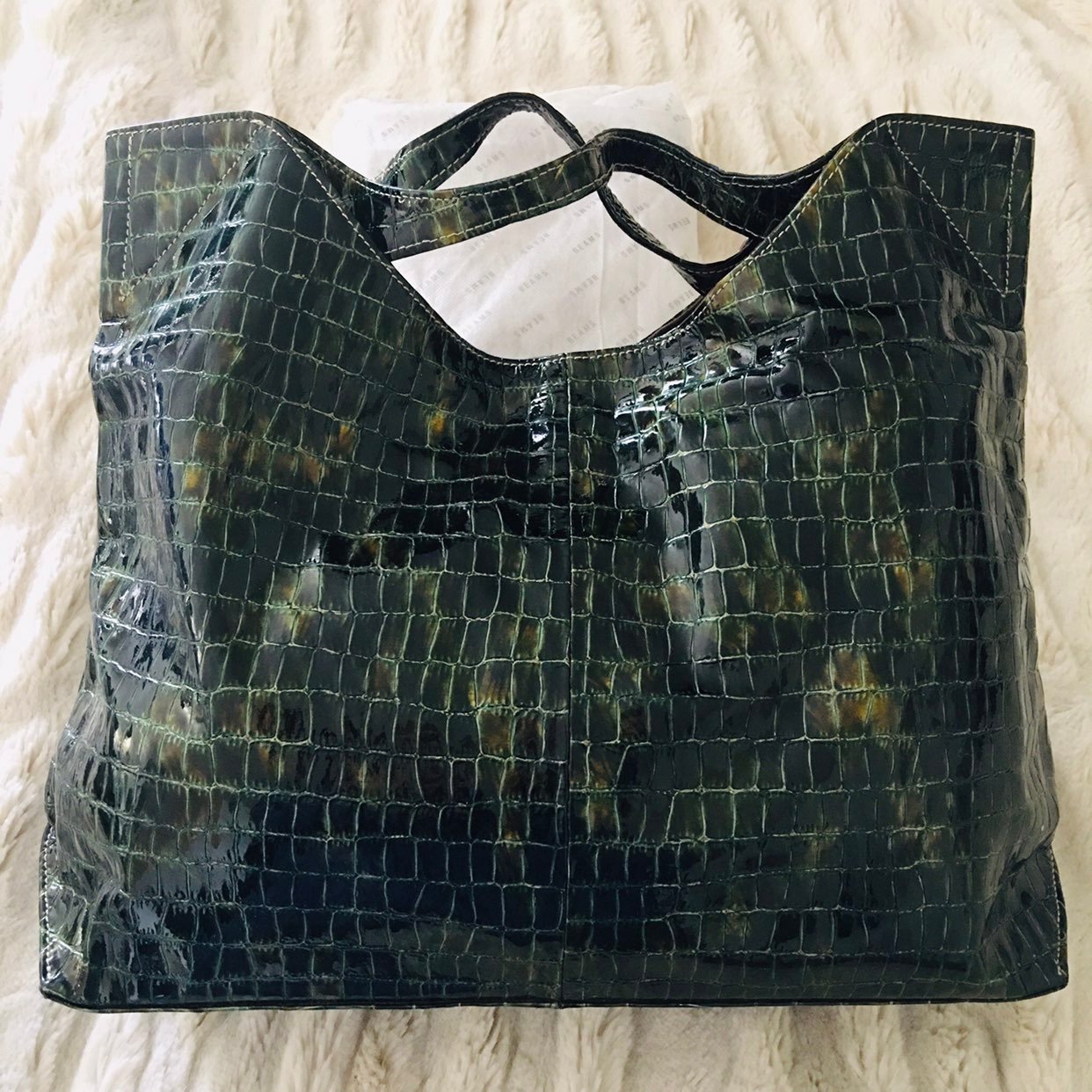 Croc skin hand bag - Emerald Green