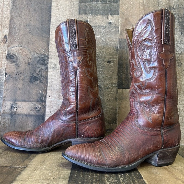 Lucchese Classics Vintage Teju Lizard Western Cowboy Boots Mens 7.5 D