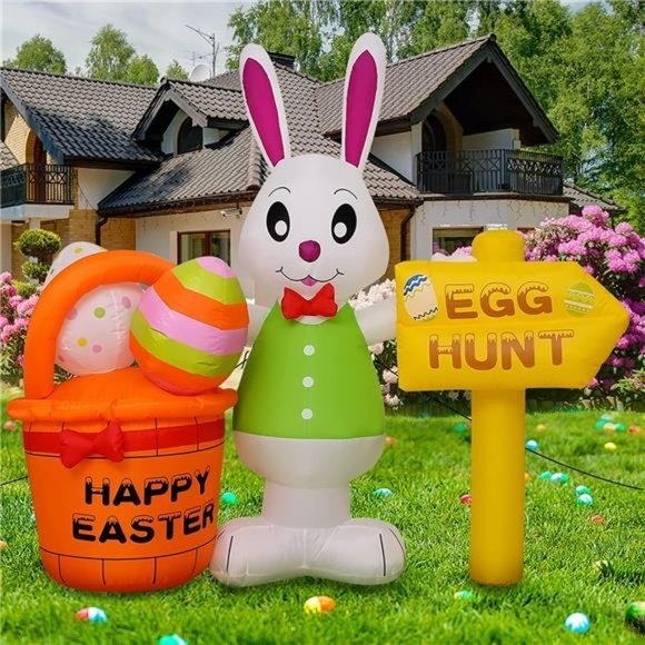 6FT Easter Inflatable Outdoor Decorations Easter Inflatable Bunny