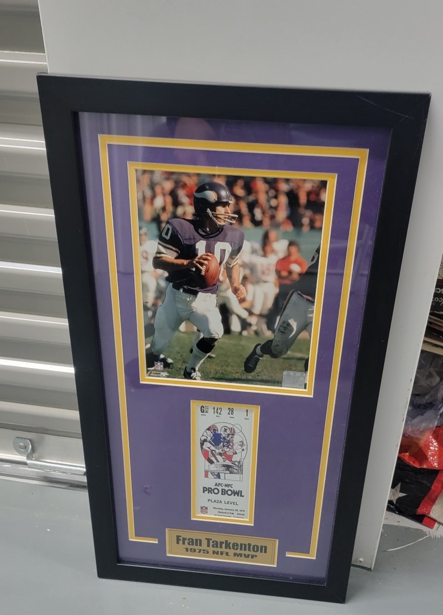 Fran Tarkenton 1975 Pro Bowl Ticket NFL MVP Plaque