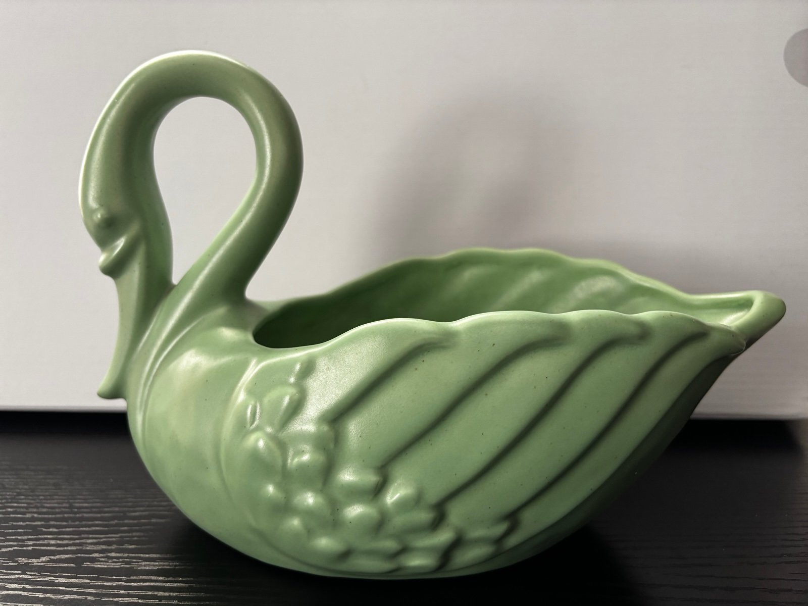 Vintage Ceramic Sea Foam Green Swan Planter