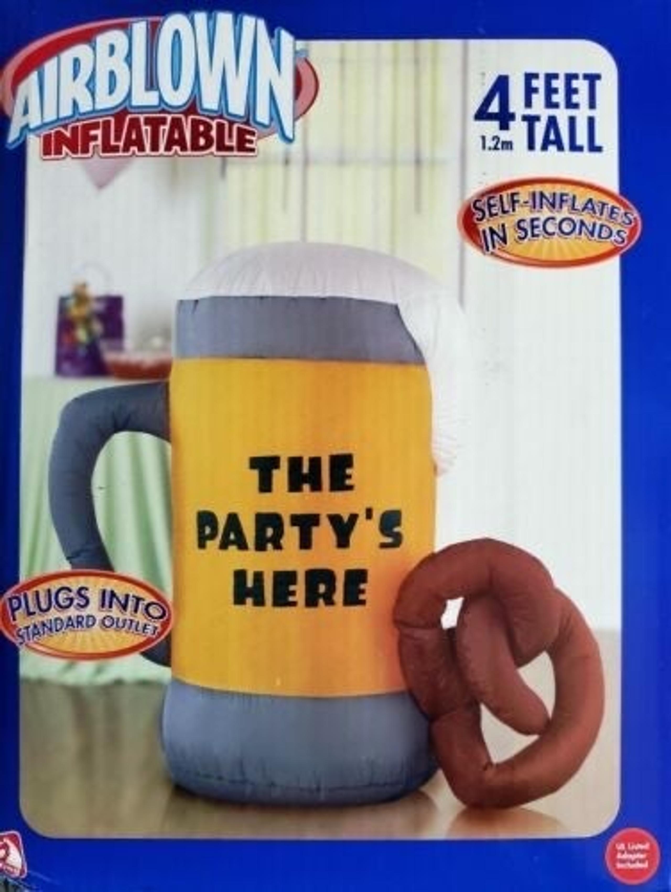 Airblown Inflatable Gemmy Beer Mug The Party's Here 4' Tall