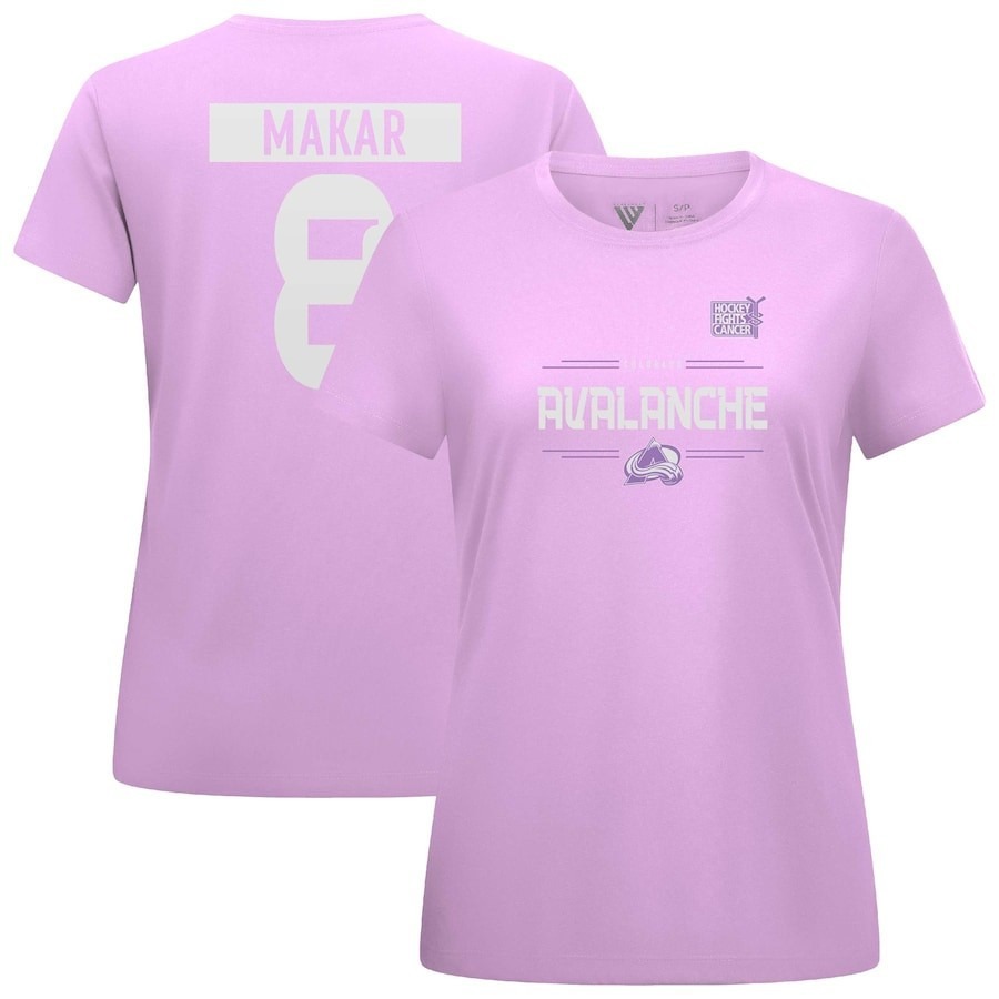 Womens Levelwear Cale Makar Lavender Colorado Avalanche Hockey Fights Cancer 2XL