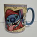Rare Disney Stitch XL Mug Cup Mornings Aren't Pretty Coffee Yellow Blue Red