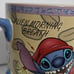 Rare Disney Stitch XL Mug Cup Mornings Aren't Pretty Coffee Yellow Blue Red