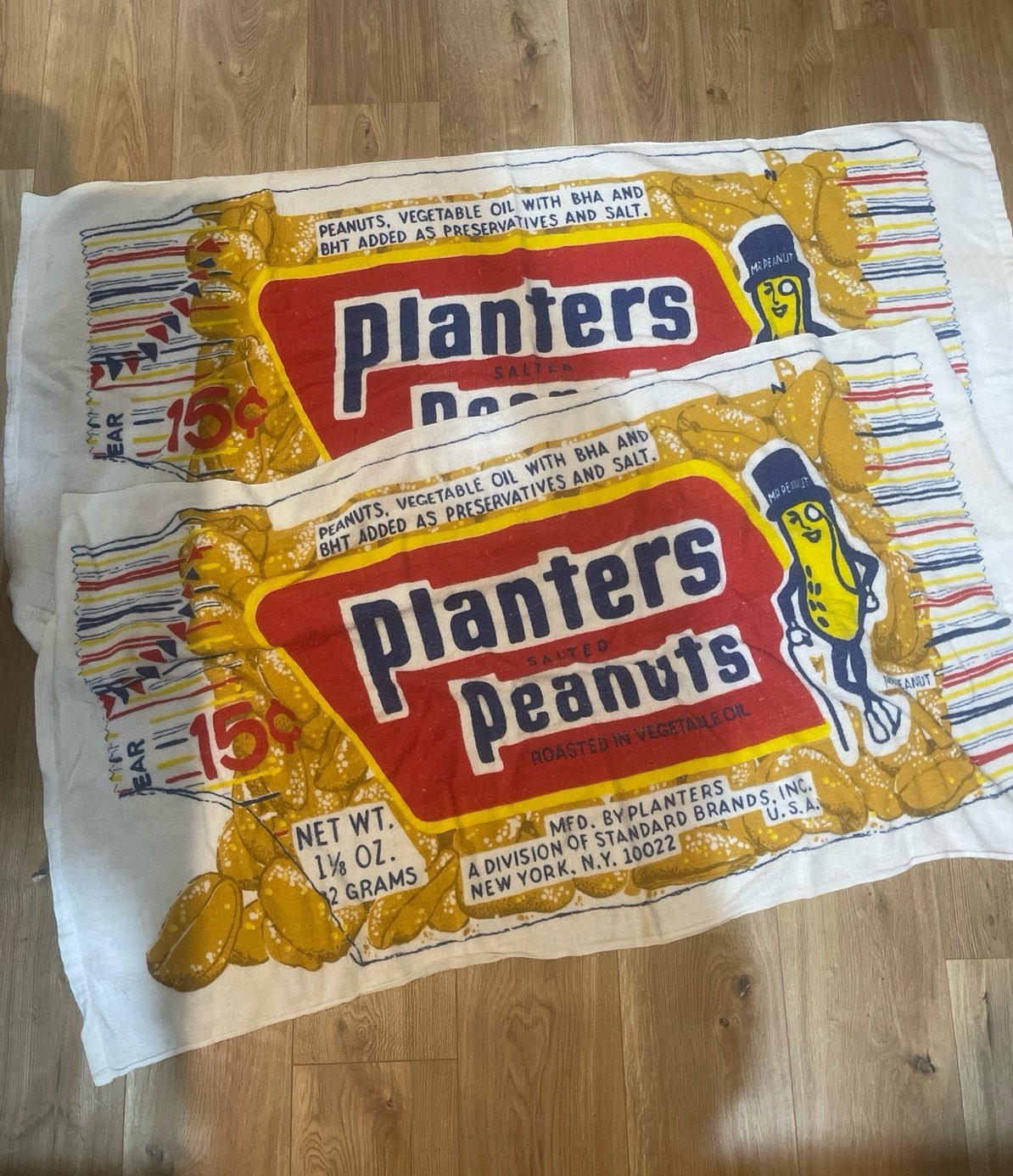Vintage PLANTERS PEANUTS MR PEANUT Bath Beach Towel lot of 2