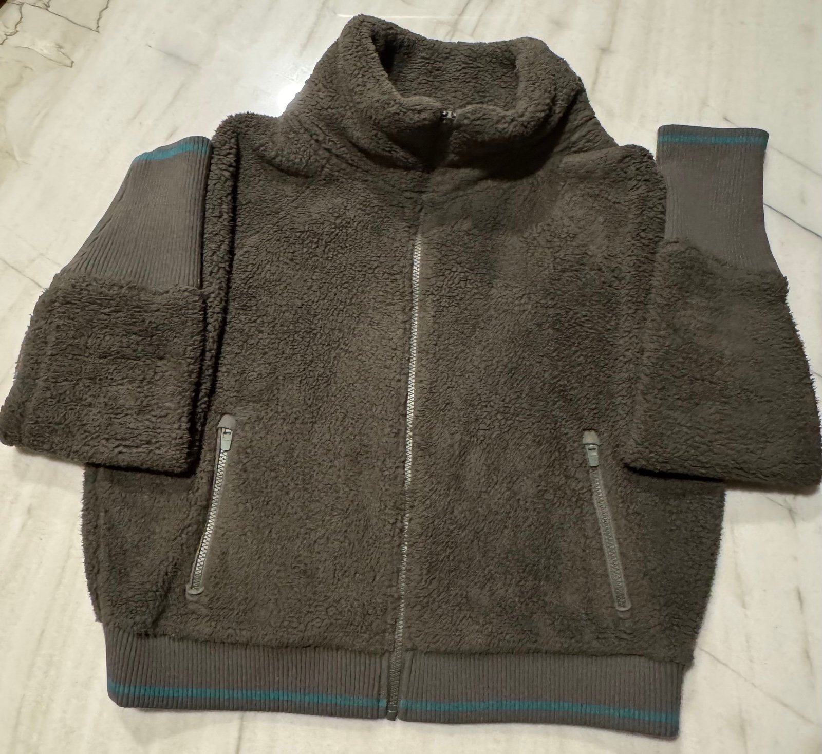 Athleta Full zip fleece jacket - olive green - large