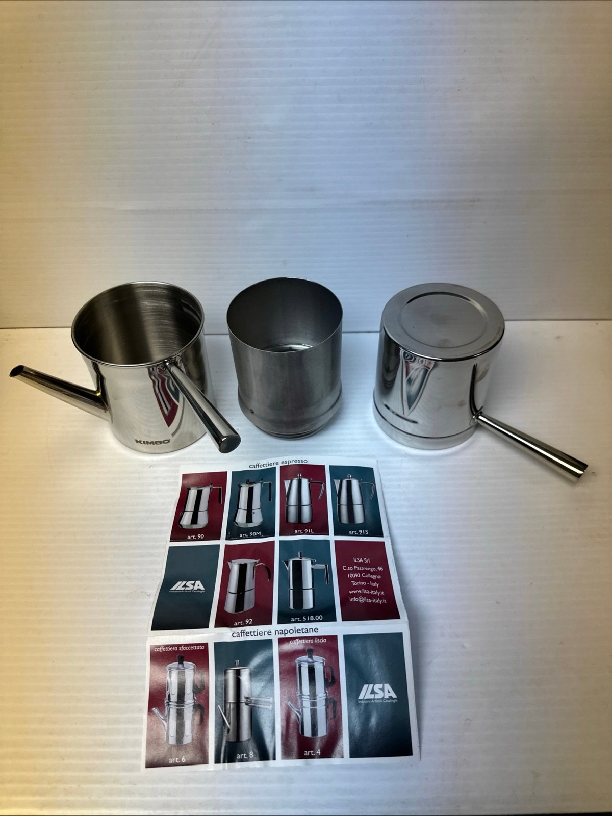 ILSA Napoletana Espresso Coffee Maker Polished Stainless Steel 18/10 6 Cups Ital