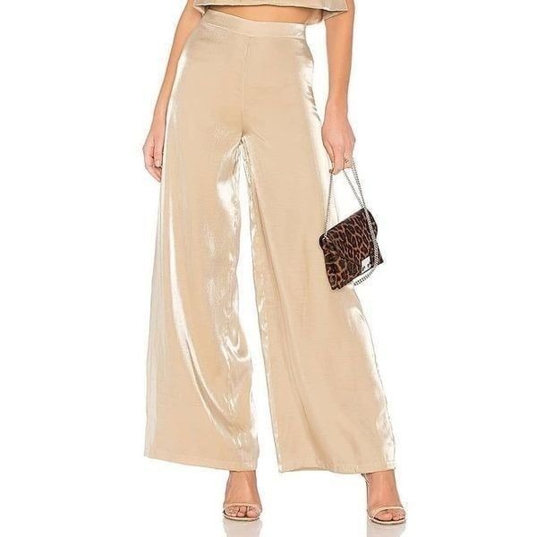 Lovers + Friends Women’s Zoey Wide Leg Pants in Gold Sz S