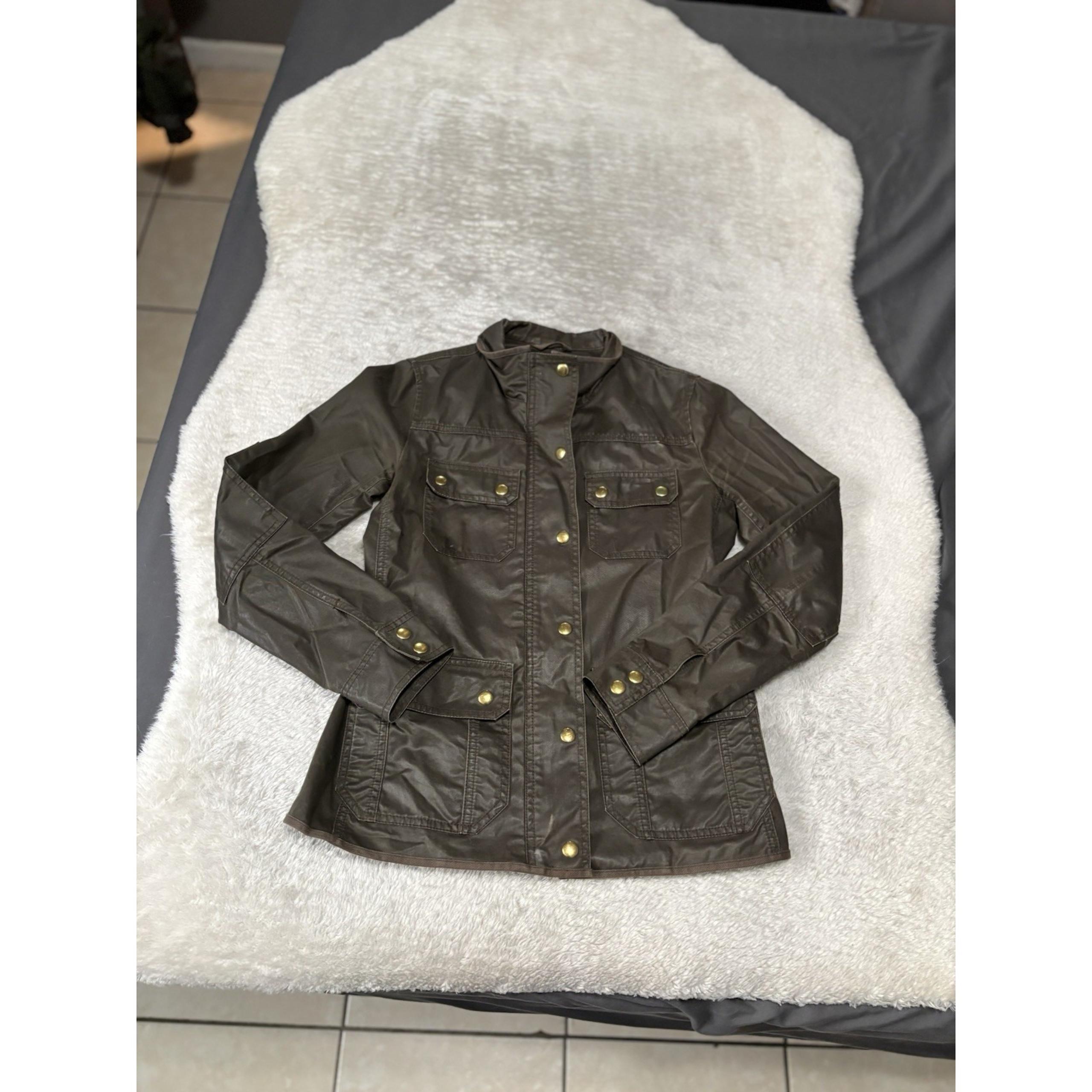 J Crew Downtown Field Jacket Womens XS Waxed Cotton Military Preppy Green