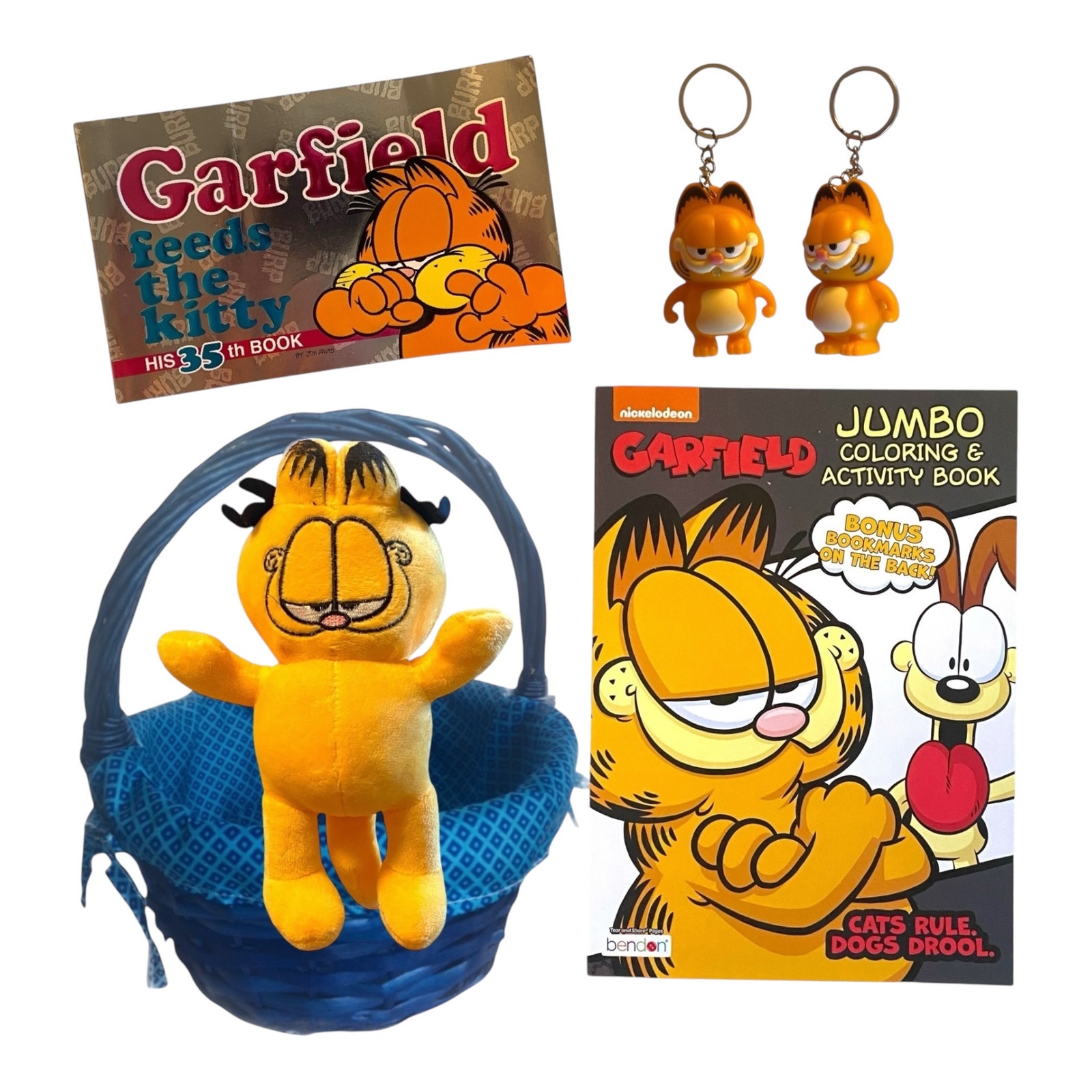Garfield Gift Basket – Plush, Books, Coloring & Keychains – Kids or Fan Gift Set