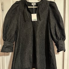 Ganni Black Jacquard Organza Dress
