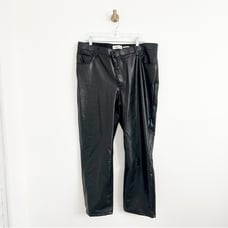 NEW Abercrombie Black Vegan Leather 90s Straight Ultra High Rise Pants Size 18S