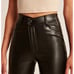 NEW Abercrombie Black Vegan Leather 90s Straight Ultra High Rise Pants Size 18S