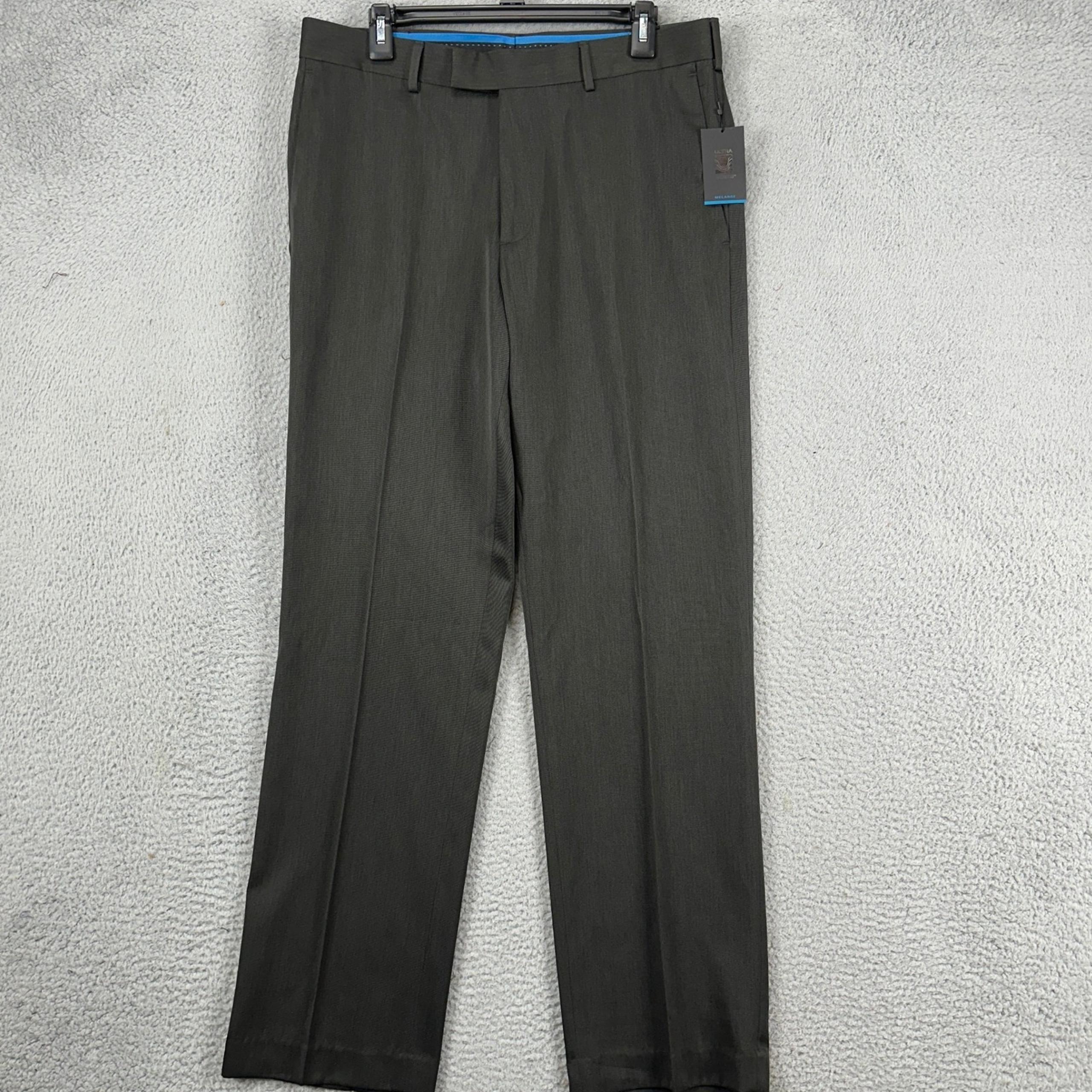 Axist Ultra Series Mens Dress Pants 34X32 Black Flat Front Straight Pockets NEW