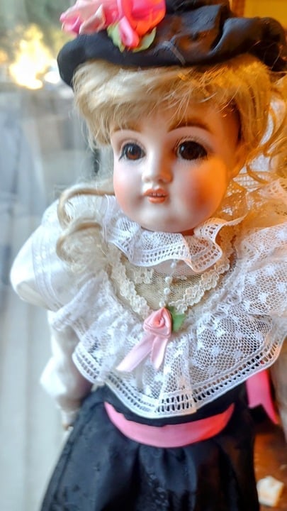 Antique Bisque Head Doll KESTNER 154 Germ 18 in Real Eyelashes Gibson Girl Dress