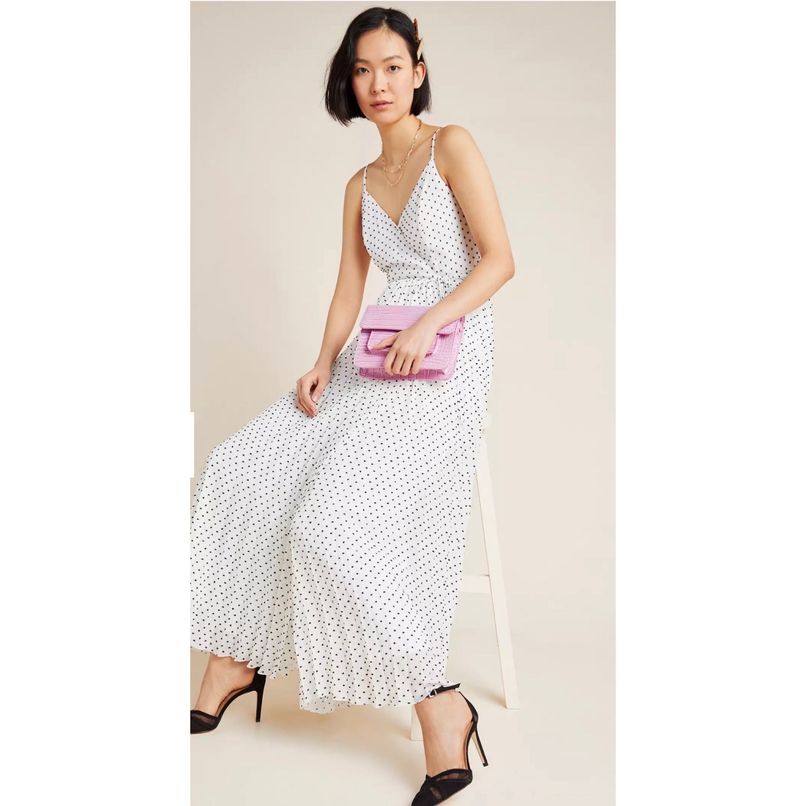 Anthropologie Marilyn Pleated Wrap Maxi Dress Size LP