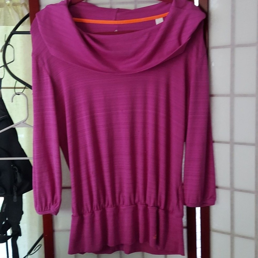 Adidas Climalite Women's Berry Lavender Drape Neck Hooded Top Sz M