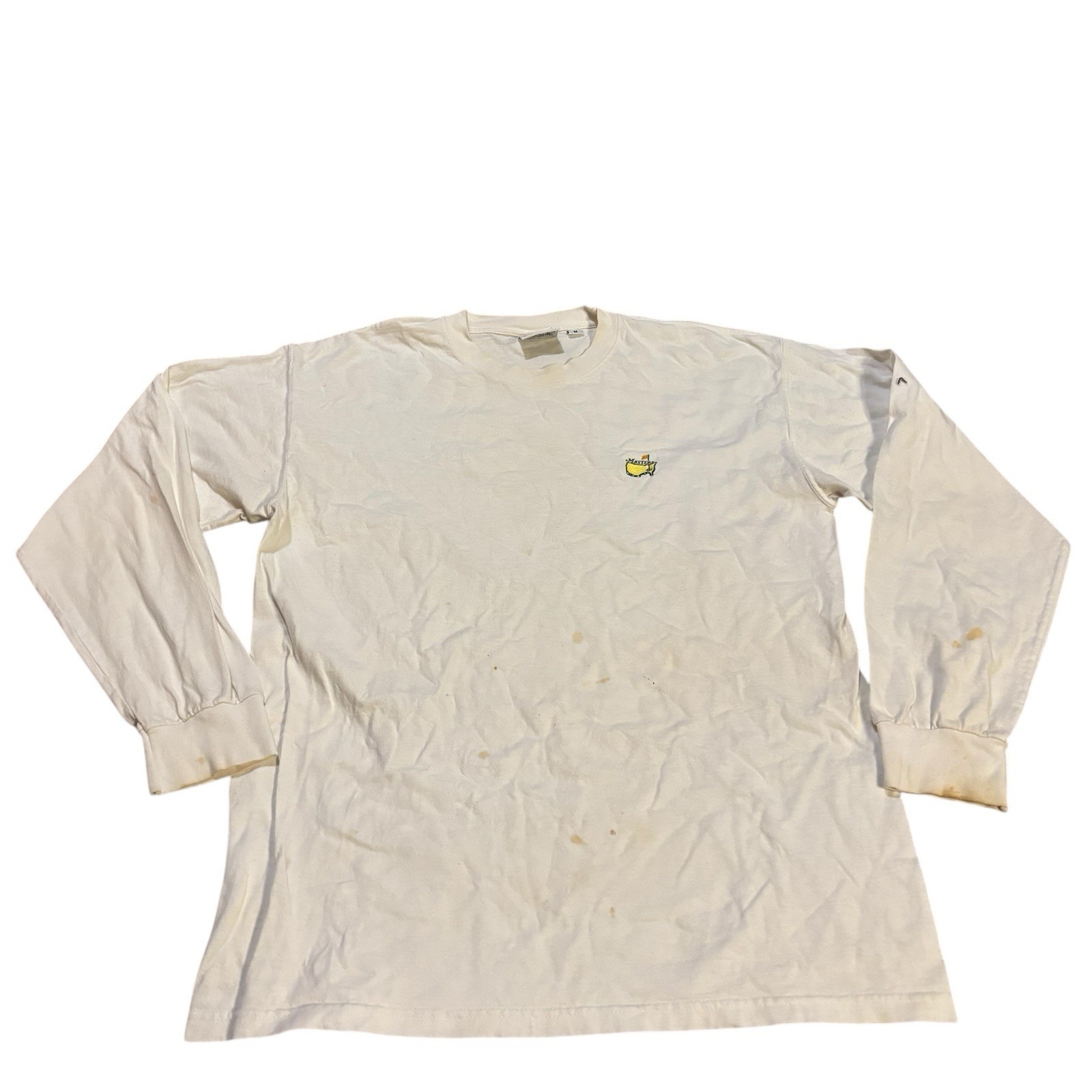 Masters Golf Long Sleeve Logo Tee White Mens Size Medium Vintage Summer Spring