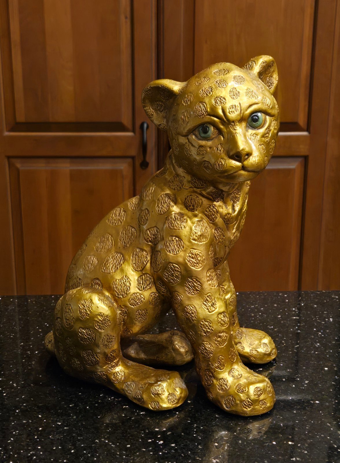 Large 10.5 Vintage 1973 Progressive Art Products Gold With Green Eyes Egyptian
