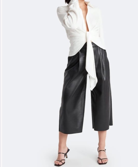Choosy Noho Wide Leg Vegan Leather cropped Pants sz 8