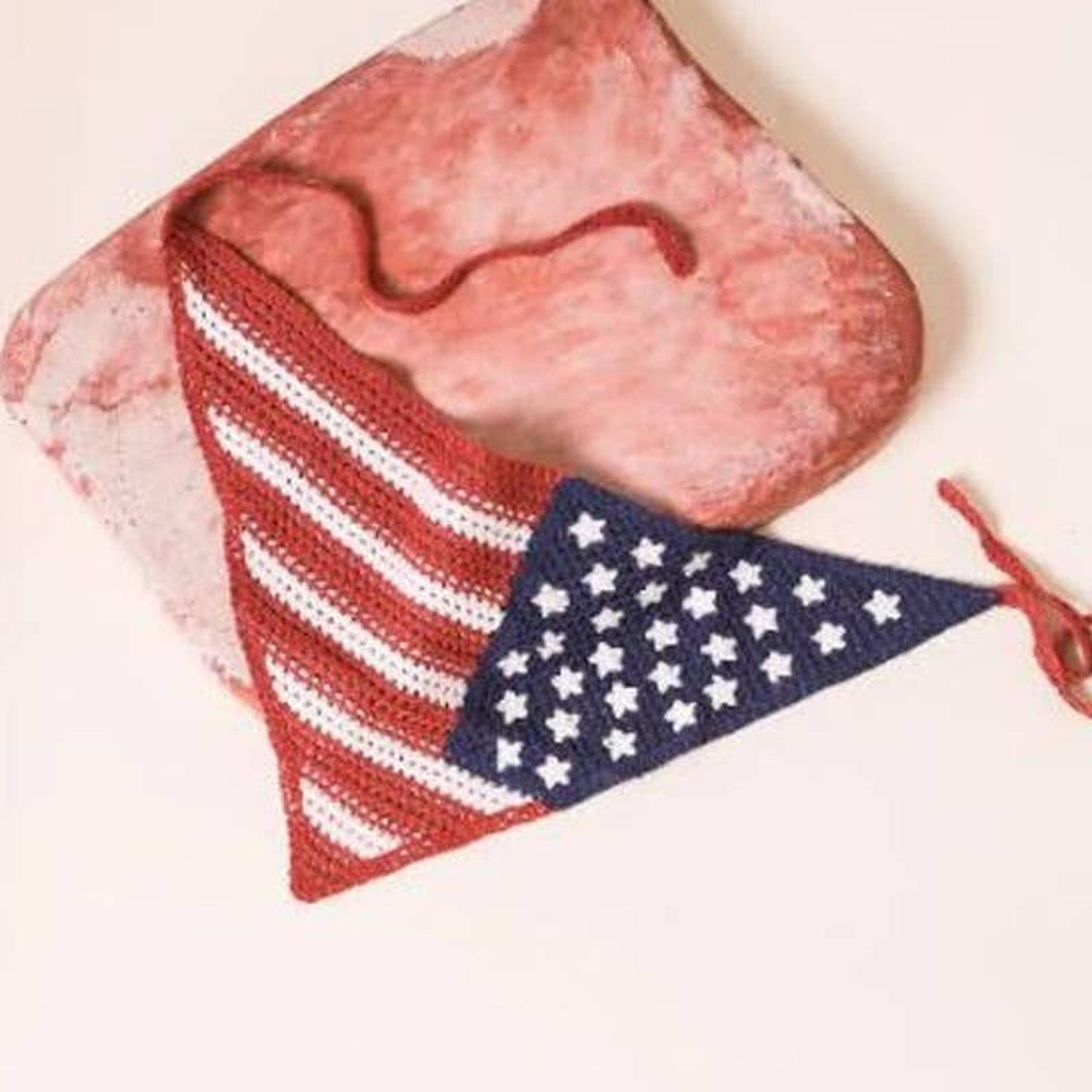 Americana Patriotic Flag USA Crochet Bandana Hair Accessory