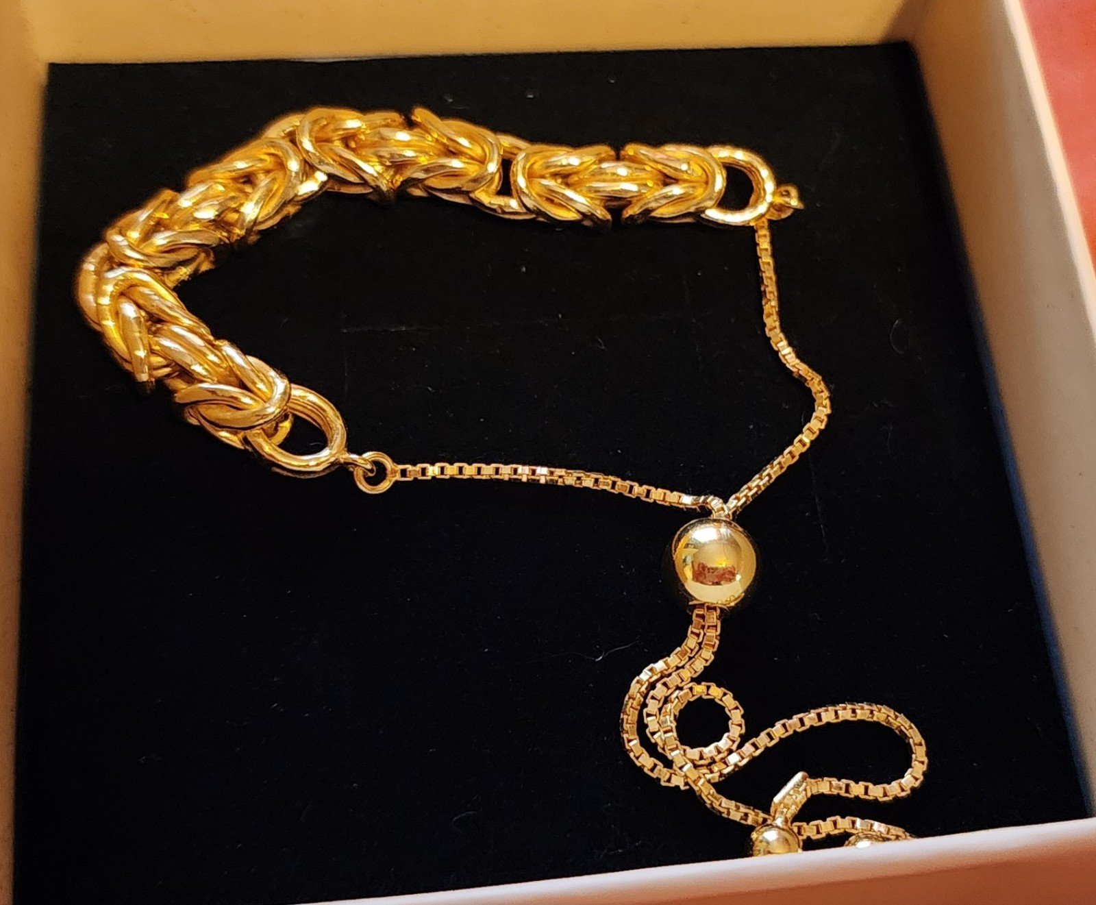 925 Sterling Silver Adjustable Byzantine Bracelet